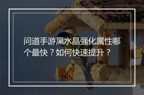问道手游黑水晶强化属性哪个最快?如何快速提升?