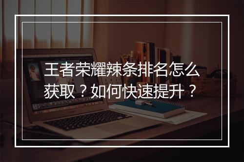 王者荣耀辣条排名怎么获取?如何快速提升?