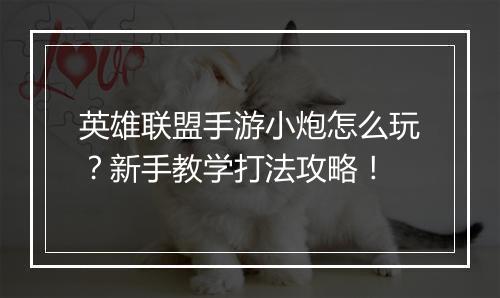 英雄联盟手游小炮怎么玩?新手教学打法攻略!