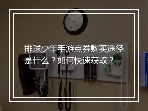 排球少年手游点券购买途径是什么?如何快速获取?