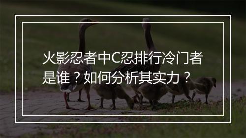 火影忍者中C忍排行冷门者是谁？如何分析其实力？