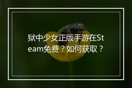 狱中少女正版手游在Steam免费?如何获取?