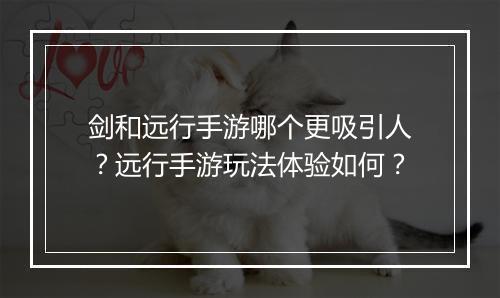 剑和远行手游哪个更吸引人?远行手游玩法体验如何?