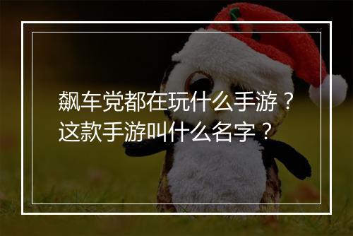 飙车党都在玩什么手游？这款手游叫什么名字？