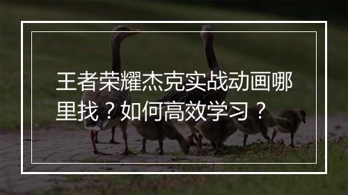 王者荣耀杰克实战动画哪里找?如何高效学习?