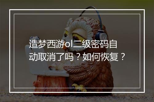 造梦西游ol二级密码自动取消了吗?如何恢复?
