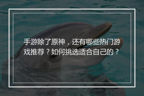 手游除了原神,还有哪些热门游戏推荐?如何挑选适合自己的?
