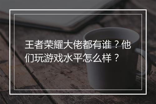 王者荣耀大佬都有谁?他们玩游戏水平怎么样?