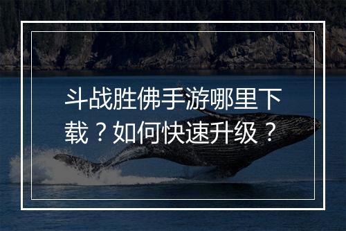 斗战胜佛手游哪里下载？如何快速升级？