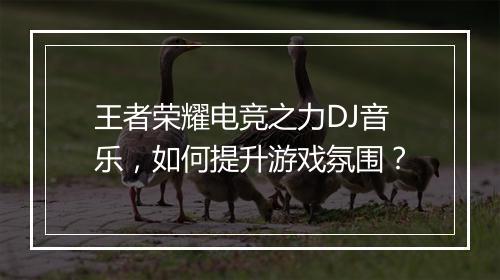 王者荣耀电竞之力DJ音乐,如何提升游戏氛围?