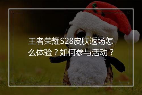 王者荣耀S28皮肤返场怎么体验？如何参与活动？