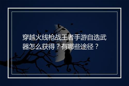 穿越火线枪战王者手游自选武器怎么获得？有哪些途径？