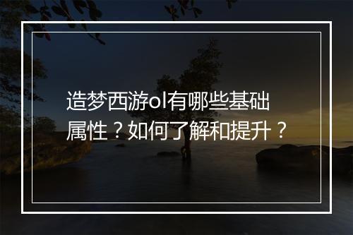 造梦西游ol有哪些基础属性?如何了解和提升?