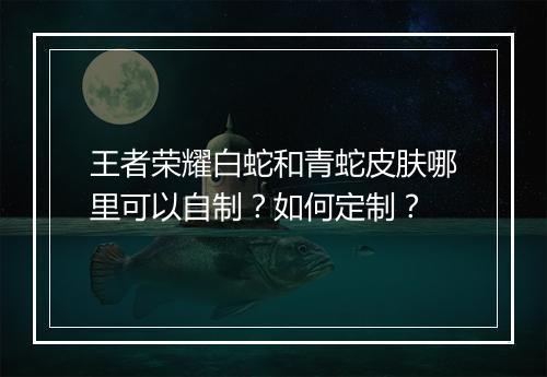 王者荣耀白蛇和青蛇皮肤哪里可以自制?如何定制?