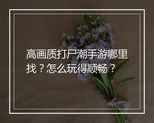 高画质打尸潮手游哪里找？怎么玩得顺畅？