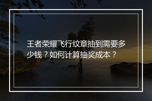 王者荣耀飞行纹章抽到需要多少钱？如何计算抽奖成本？
