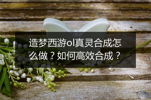 造梦西游ol真灵合成怎么做?如何高效合成?