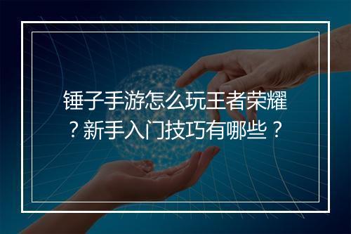 锤子手游怎么玩王者荣耀?新手入门技巧有哪些?
