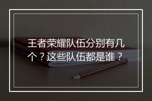 王者荣耀队伍分别有几个?这些队伍都是谁?