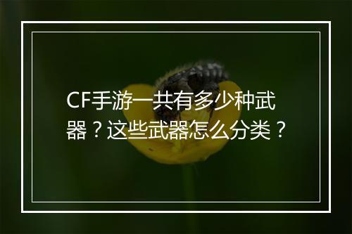 CF手游一共有多少种武器?这些武器怎么分类?