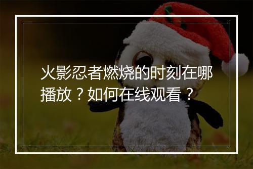 火影忍者燃烧的时刻在哪播放?如何在线观看?