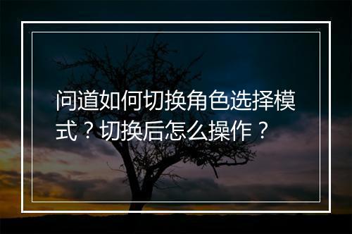 问道如何切换角色选择模式?切换后怎么操作?