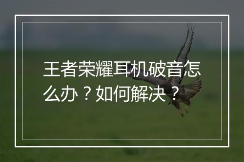 王者荣耀耳机破音怎么办?如何解决?