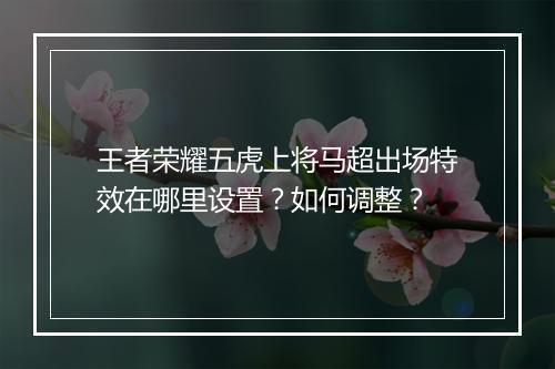 王者荣耀五虎上将马超出场特效在哪里设置?如何调整?