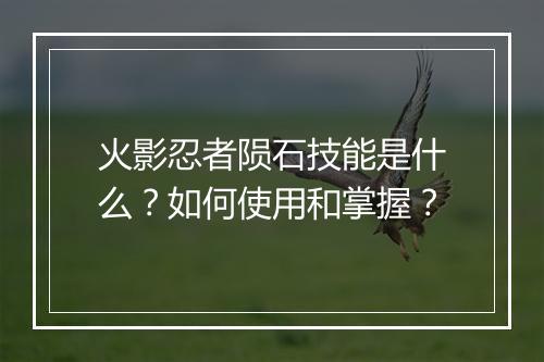 火影忍者陨石技能是什么?如何使用和掌握?