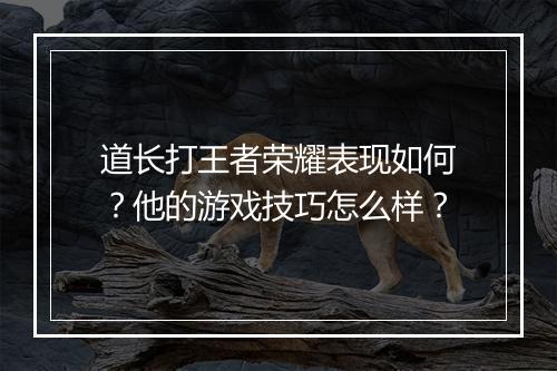 道长打王者荣耀表现如何？他的游戏技巧怎么样？