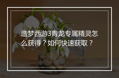 造梦西游3青龙专属精灵怎么获得？如何快速获取？