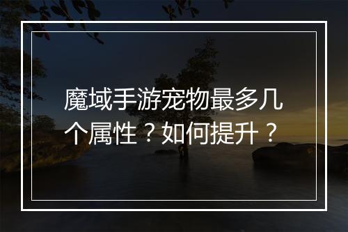 魔域手游宠物最多几个属性?如何提升?
