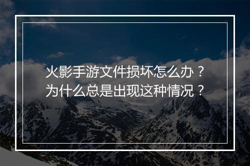 火影手游文件损坏怎么办？为什么总是出现这种情况？