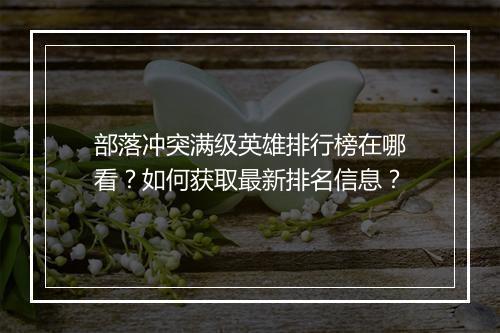 部落冲突满级英雄排行榜在哪看？如何获取最新排名信息？