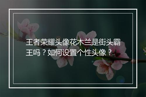 王者荣耀头像花木兰是街头霸王吗？如何设置个性头像？
