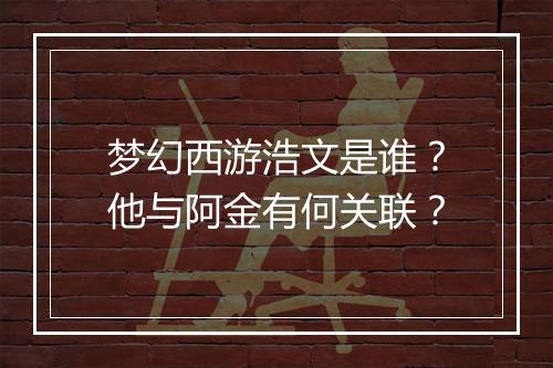 梦幻西游浩文是谁？他与阿金有何关联？