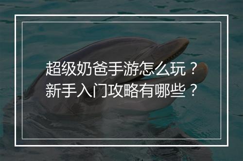 超级奶爸手游怎么玩?新手入门攻略有哪些?