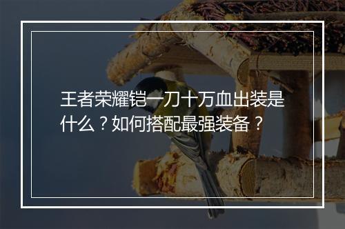 王者荣耀铠一刀十万血出装是什么？如何搭配最强装备？