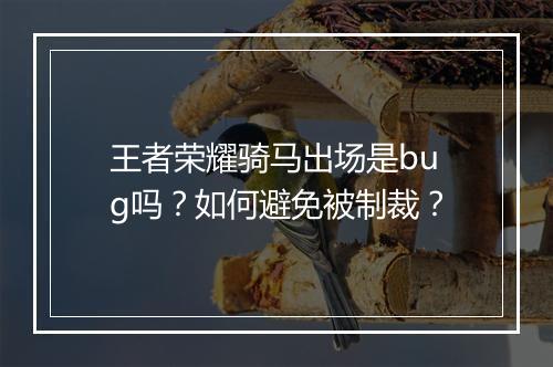 王者荣耀骑马出场是bug吗?如何避免被制裁?