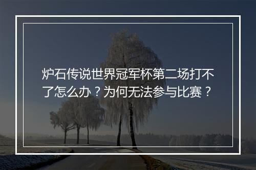 炉石传说世界冠军杯第二场打不了怎么办？为何无法参与比赛？