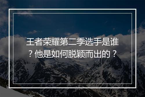 王者荣耀第二季选手是谁?他是如何脱颖而出的?