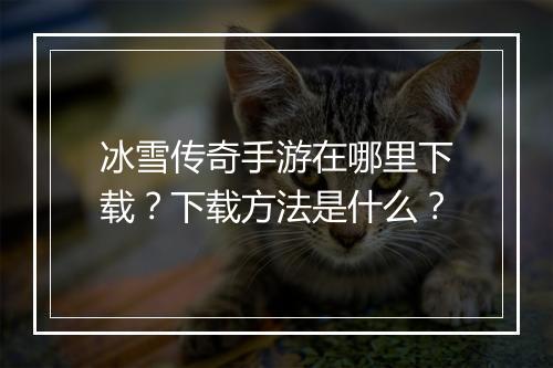冰雪传奇手游在哪里下载?下载方法是什么?