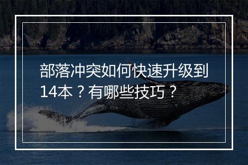 部落冲突如何快速升级到14本?有哪些技巧?