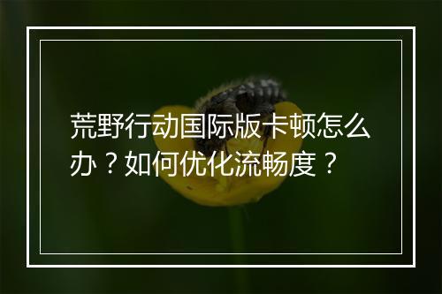 荒野行动国际版卡顿怎么办?如何优化流畅度?