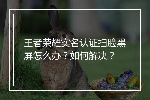 王者荣耀实名认证扫脸黑屏怎么办?如何解决?