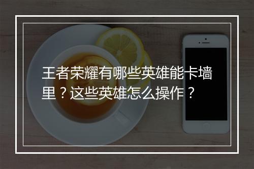 王者荣耀有哪些英雄能卡墙里?这些英雄怎么操作?