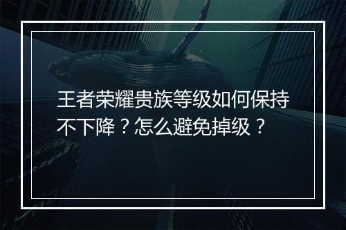 王者荣耀贵族等级如何保持不下降?怎么避免掉级?
