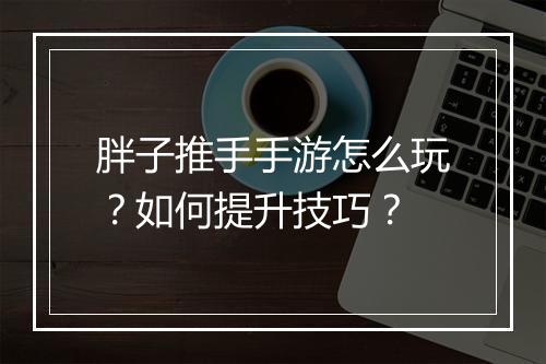 胖子推手手游怎么玩?如何提升技巧?