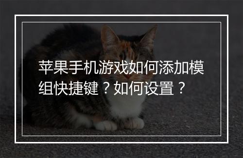 苹果手机游戏如何添加模组快捷键?如何设置?
