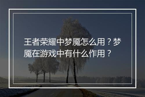 王者荣耀中梦魇怎么用?梦魇在游戏中有什么作用?